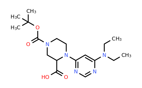 1353944-99-6 | 4-(tert-butoxycarbonyl)-1-(6-(diethylamino)pyrimidin-4-yl)piperazine-2-carboxylic acid
