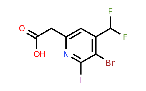 1804462-90-5 | 3-Bromo-4-(difluoromethyl)-2-iodopyridine-6-acetic acid