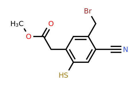 1807215-59-3 | Methyl 5-bromomethyl-4-cyano-2-mercaptophenylacetate