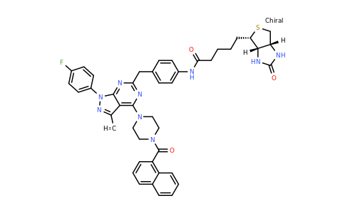 2059909-22-5 | 5-[(3AS,4S,6aR)-2-oxo-hexahydro-1H-thieno[3,4-d]imidazolidin-4-yl]-N-(4-{[1-(4-fluorophenyl)-3-methyl-4-[4-(naphthalene-1-carbonyl)piperazin-1-yl]-1H-pyrazolo[3,4-d]pyrimidin-6-yl]methyl}phenyl)pentanamide