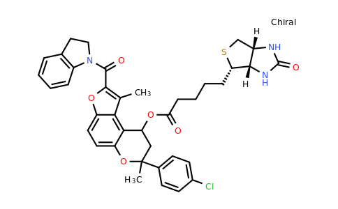 2059923-80-5 | 11-(4-Chlorophenyl)-4-(2,3-dihydro-1H-indole-1-carbonyl)-3,11-dimethyl-5,10-dioxatricyclo[7.4.0.0,2,6]trideca-1,3,6,8-tetraen-13-yl 5-[(3aS,4S,6aR)-2-oxo-hexahydro-1H-thieno[3,4-d]imidazolidin-4-yl]pentanoate