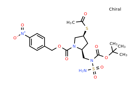 491878-06-9 | (4-nitrophenyl)methyl (2S,4S)-4-acetylsulfanyl-2-[[(2-methylpropan-2-yl)oxycarbonyl-sulfamoylamino]methyl]pyrrolidine-1-carboxylate