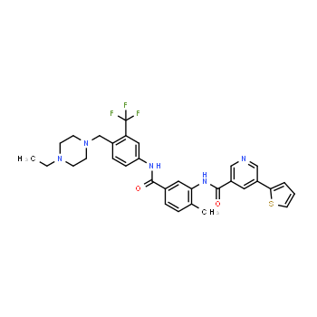 1186206-79-0 | N-(5-((4-((4-etilpiperazin-1-il)metil)-3-(trifluorometil)fenil)carbamoil)-2-metilfenil)-5-(tiofen-2-il)nicotinamida