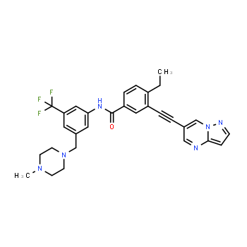 1429617-90-2 | 4-etil-N-{3-[(4-metilpiperazin-1-il)metil]-5-(trifluorometil)fenil}-3-(2-{pirazolo[1,5-a]pirimidin-6-il}etinil)benzamida