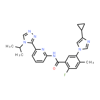 1448428-04-3 | 5-(4-ciclopropil-1H-imidazol-1-il)-2-fluoro-N-(6-(4-isopropil-4H-1,2,4-triazol-3-il)piridin-2-il)-4-metilbenzamida