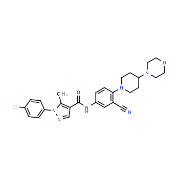 288250-47-5 | 1-(4-clorofenil)-N-(3-ciano-4-(4-morfolinopiperidin-1-il)fenil)-5-metil-1H-pirazol-4-carboxamida
