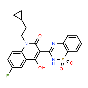 477931-14-9 | 2(1H)-QUINOLINONE, 1-(2-CYCLOPROPYLETHYL)-3-(1,1-DIOXIDO-2H-1,2,4-BENZOTHIADIAZIN-3-YL)-6-FLUORO-4-HYDROXY-